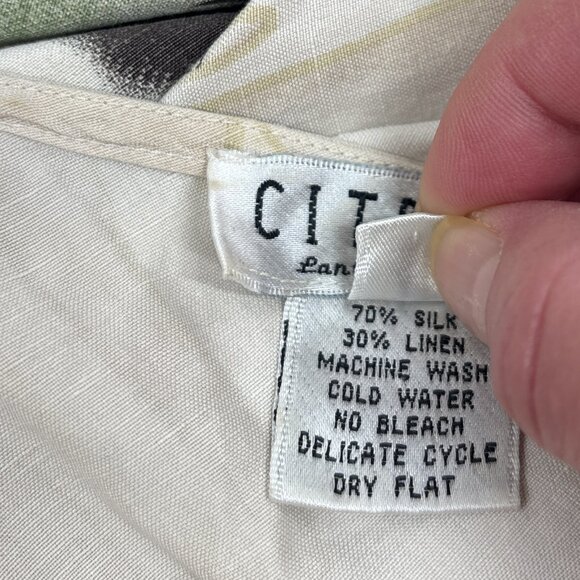 Vintage Citron Santa Monica Sleeveless Dress Midi Silk Blend Asian Motif Size M - Picture 6 of 7